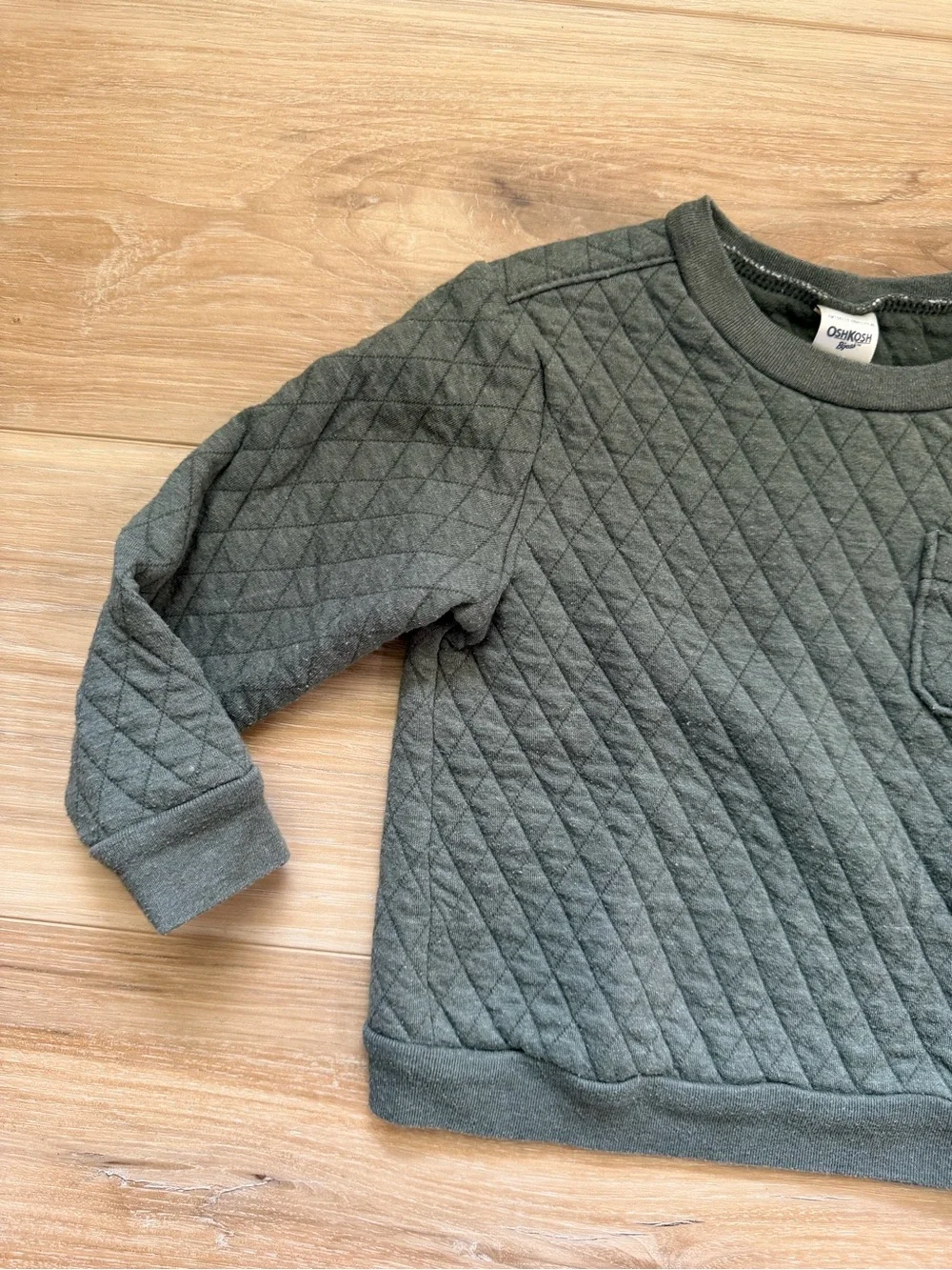 OshKosh B'gosh Quilted Olive Green Crewneck Sweatshirt